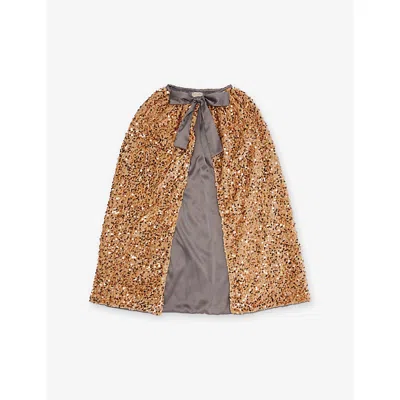 Mimi & Lula Kids' Gold Sequin Tied Woven Cape