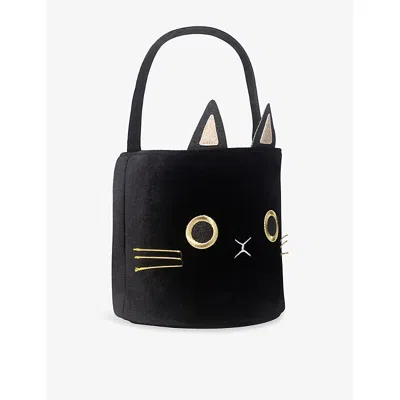 Mimi & Lula Kids' Black Cat Velvet Trick Or Treat Bag Halloween