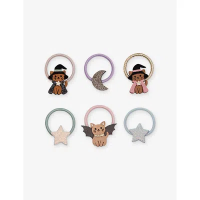 Mimi & Lula Kids' Halloween Cat Pack Of Six Woven Hair Ties In Multi