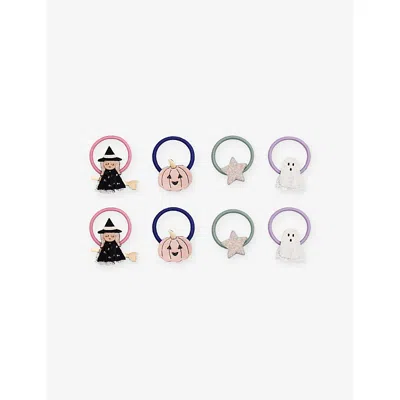 Mimi & Lula Kids' Halloween Pack-of-eight Woven Hair Ties Black In Pink