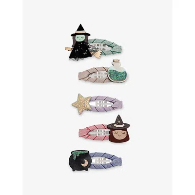 Mimi & Lula Kids' Halloween Witch Set Of Five Hair Clips Black
