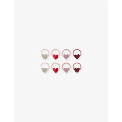 Mimi & Lula Kids' Heart Set Of Eight Hair Ties In Burgundy