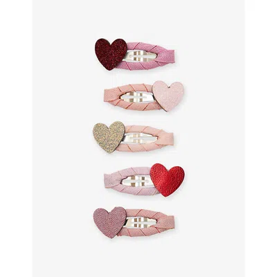 Mimi & Lula Kids' Heart Set Of Five Hair Clips In Multi