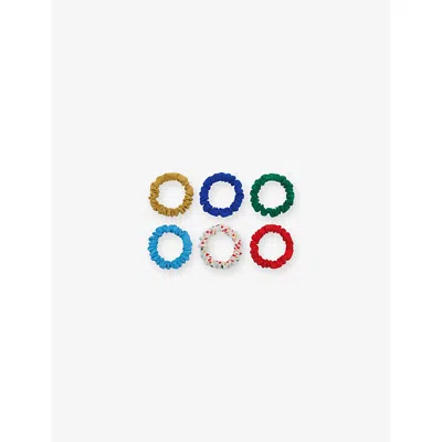 Mimi & Lula Kids' Heartbeam Set Of Six Fabric Scrunchies In Multi