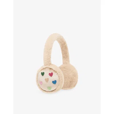 Mimi & Lula Kids' Beige Jazzy Heart Earmuffs In Neutral