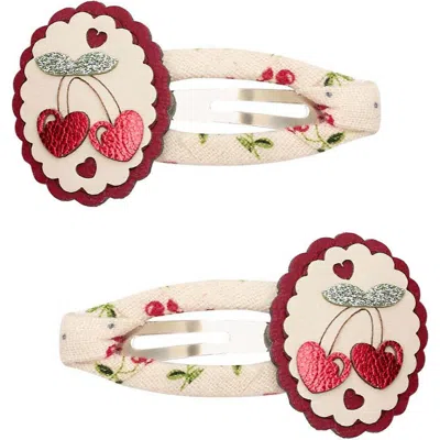 Mimi & Lula Kids' 2-pack Scallop Cherry Hair Clips In Multi