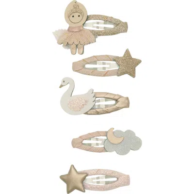 Mimi & Lula Kids' 5-pack Clic Clac Hair Clips In Pink