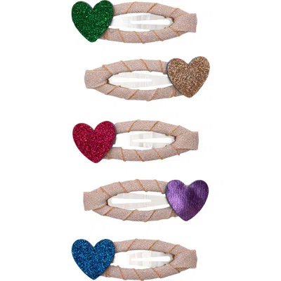 Mimi & Lula Kids' 5-pack Jazzy Mini Heart Hair Clips In Multi