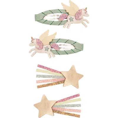 Mimi & Lula Kids' Assorted 4-pack Flying Unicorn Hair Clips In Light/pastel Pink