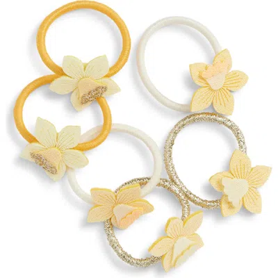 Mimi & Lula Kids' Daffodil Assorted 6-pack Mini Ponytail Holders In Yellow