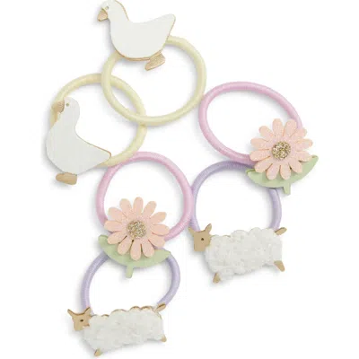 Mimi & Lula Kids' Farmyard 6-pack Mini Ponytail Holders In Pink