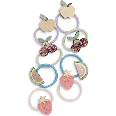 Mimi & Lula Kids' Fruit Salad 8-pack Ponytail Holders In Pink
