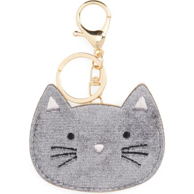 Mimi & Lula Kids' Kitty Cat Key Ring Bag Charm In Gray