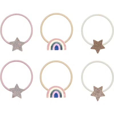 Mimi & Lula Kids' Rainbow Star Assorted 6-pack Ponytail Holders In Multi