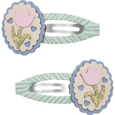 Mimi & Lula Kids' Scallop Tulip 2-pack Clic Clac Clips In Multi