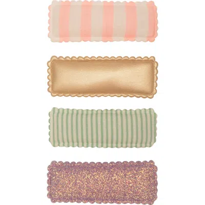 Mimi & Lula Kids' Set Of 4 Assorted Rectangular Hair Clips In Gold