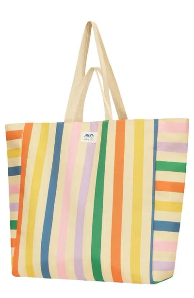 Mimi & Lula Kids' Stripe Canvas Beach Bag In Multi