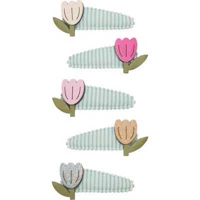 Mimi & Lula Kids' Tulip Stripe Assorted 5-pack Mini Hair Clips In Multi