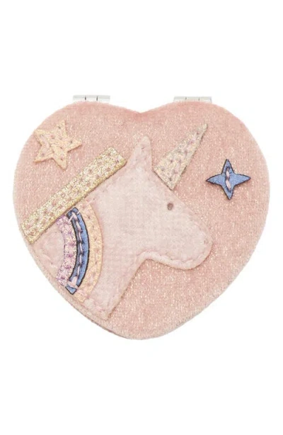 Mimi & Lula Kids' Unicorn Heart Compact Mirror In Pink