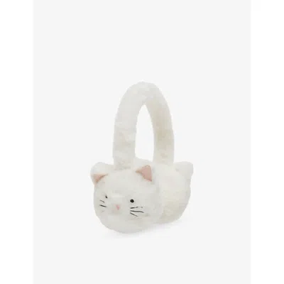 Mimi & Lula Kids' Kitty Furry Woven Ear Muffs In White