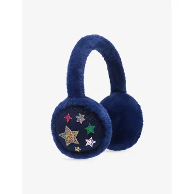 Mimi & Lula Kids' Night Sky Faux-fur Earmuffs Navy In Blue