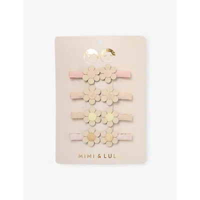 Mimi & Lula Kids' Neutral Daisy Pack Of Eight Mini Hair Clips In Pink