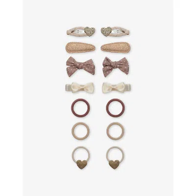Mimi & Lula Kids' Neutral Polka-dots And Hearts Hair Accessories Set In Multi