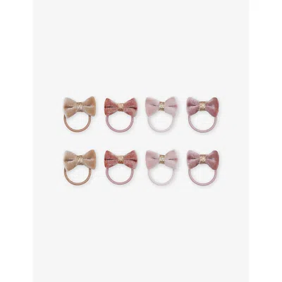 Mimi & Lula Kids' Ni Bow Velvet Hair Ties Pink Mult In Multi