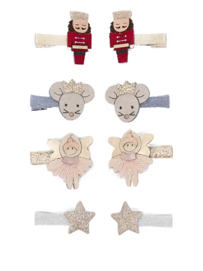 Mimi & Lula Kids' Nutcrackers Mini Hair Clips (set Of Eight) In Multi