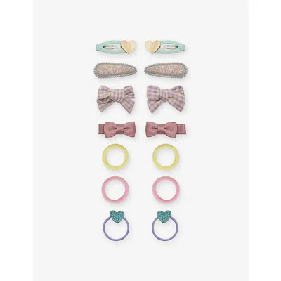 Mimi & Lula Kids' Gingham And Hearts Hair Accessories Set In Multi