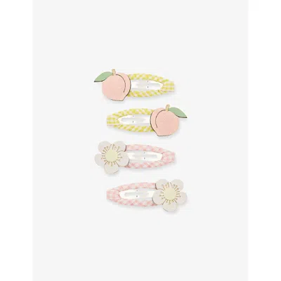 Mimi & Lula Kids' Peach Blossom Set Of Four Hair Clips In Multi