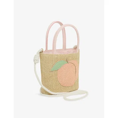 Mimi & Lula Kids' Peach Woven Basket Bag In Brown