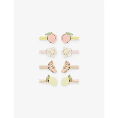 Mimi & Lula Kids' Peachy Citrus Set Of Eight Hair Clips In Multi