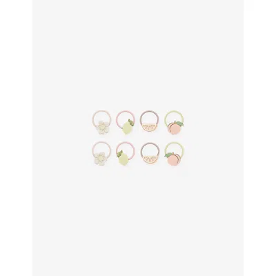Mimi & Lula Kids' Peachy Citrus Set Of Eight Hair Ties In Burgundy