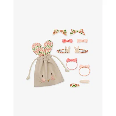 Mimi & Lula Kids' Pink Bunny Pouch And Hair Accessories In Neutral