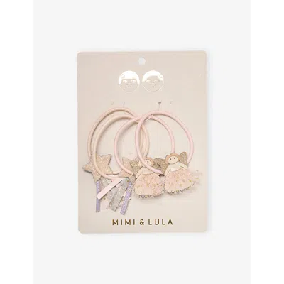 Mimi & Lula Kids' Pink Multi Fairy Ponies Pack Of Four Elasticated Hair Ties