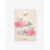 Mimi & Lula Pink Multi Floral Pompom Cherries Pack Of Two Hair Clips In Pink Multi