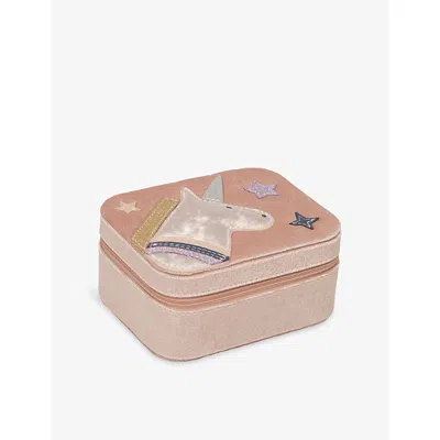 Mimi & Lula Kids' Unicorn Velvet Jewellery Box Pink Multi In Neutral