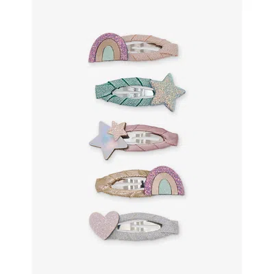 Mimi & Lula Kids' Rainbow Hair Clips Pack Of Five Pastels In Pink