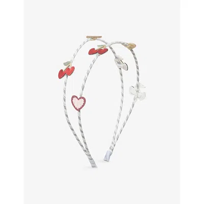Mimi & Lula Kids' Red Cherries Cherries And Hearts Fabric Headband In Metallic