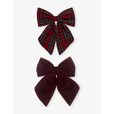 Mimi & Lula Kids' Tartan Agnes Bow Hair Clips Red