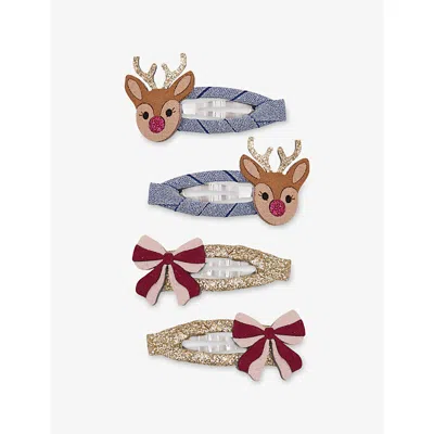 Mimi & Lula Kids' Rudolph Pack Of Four Hair Clips Mult In Multi