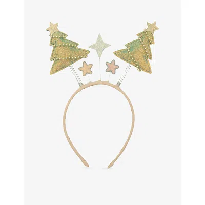 Mimi & Lula Kids' Christmas Tree Bopper Headband Shimmer In Gold