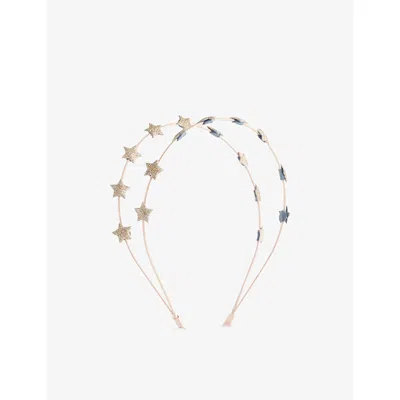 Mimi & Lula Kids' Shimmer Starry Double-band Alice Hairband In Gold