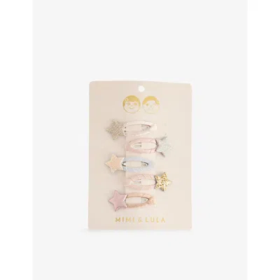 Mimi & Lula Kids' Shimmer Stellina Hair Clips Set Of Five In Gold