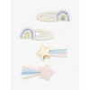 MIMI & LULA STAR AND RAINBOW-EMBELLISHED SET OF FOUR FABRIC HAIR CLIPS