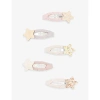 MIMI & LULA STAR SPARKLE GLITTER-EMBELLISHED SET OF FIVE WOVEN HAIR CLIPS