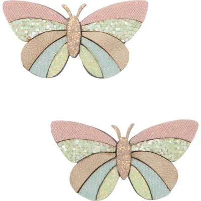 Mimi & Lula Kids'  Stripe Butterfly Clic Clac Barrettes 2-pack In Light/pastel Pink