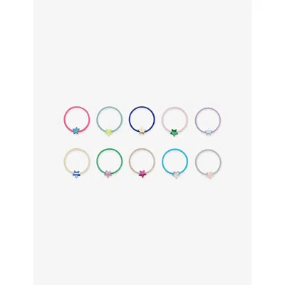 Mimi & Lula Teeny Star Pack Of 10 Woven Hair Ties Bright Mult In Multi