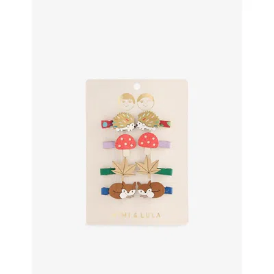Mimi & Lula Kids' Ti Autumn Woodland Hair Clips Set Of Eight In Multi